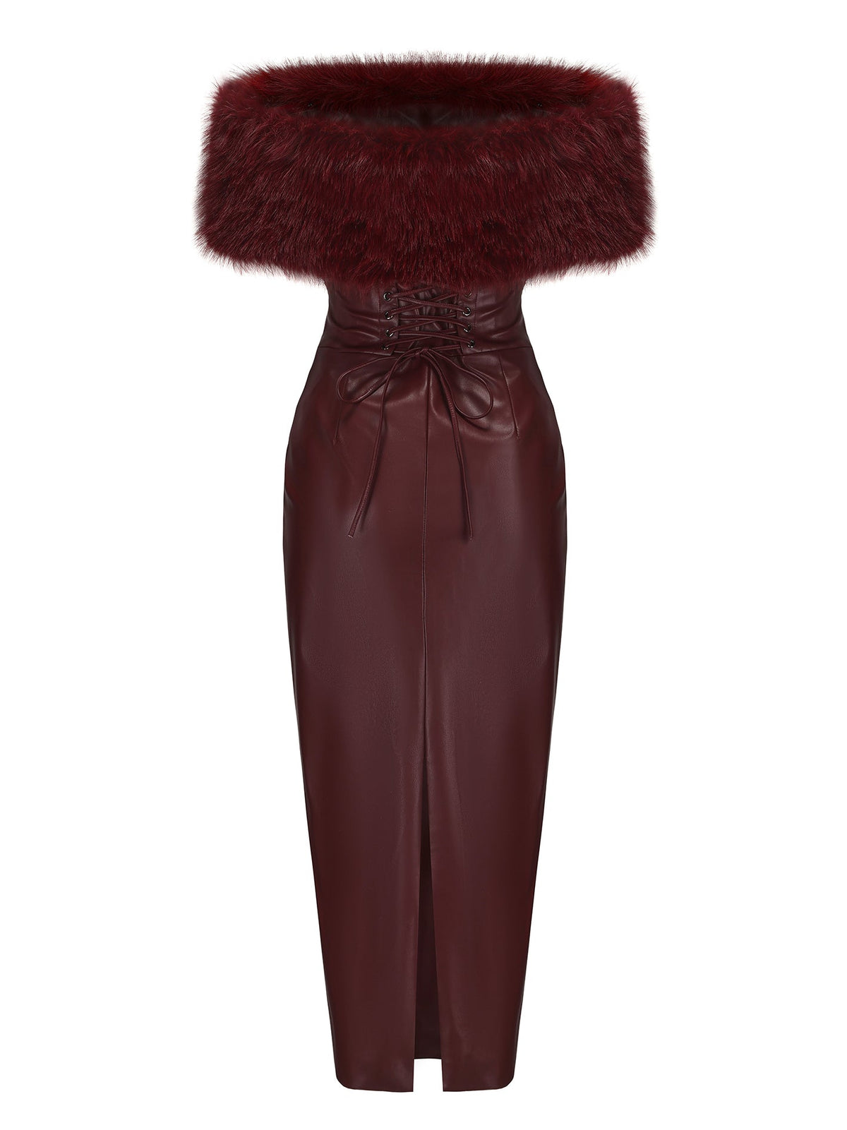Gabrielle Fur Maxi Dress (Red) (Final Sale)