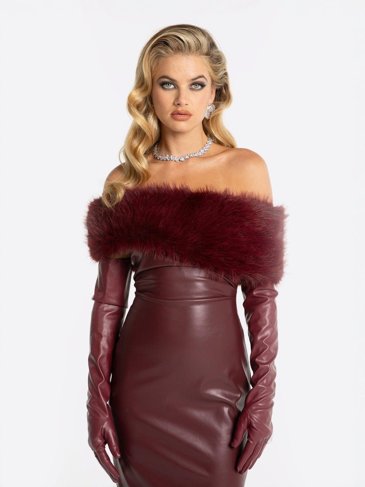 Gabrielle Fur Maxi Dress (Red) (Final Sale)