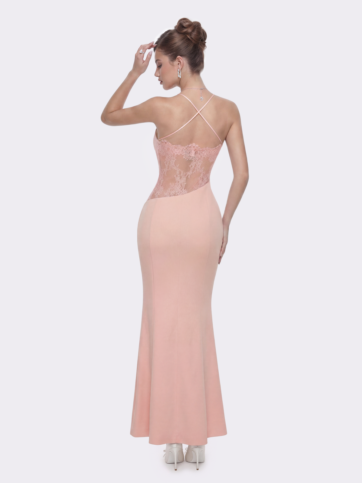 Brielle Twist-Front Peach Pink Dress