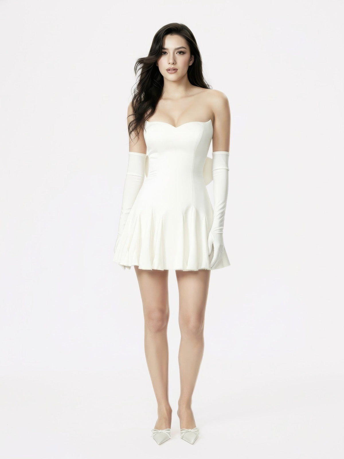 Madeleine Velvet Mini Dress (White)