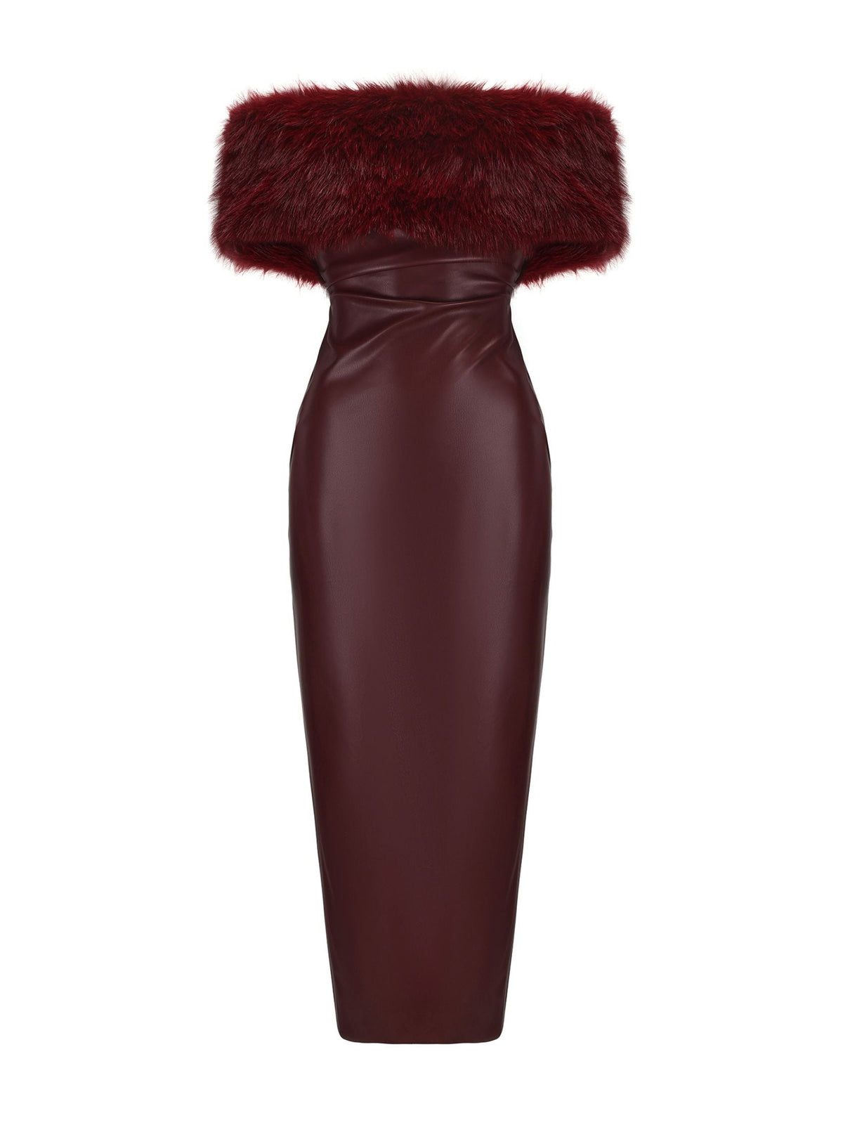 Gabrielle Fur Maxi Dress (Red) (Final Sale)