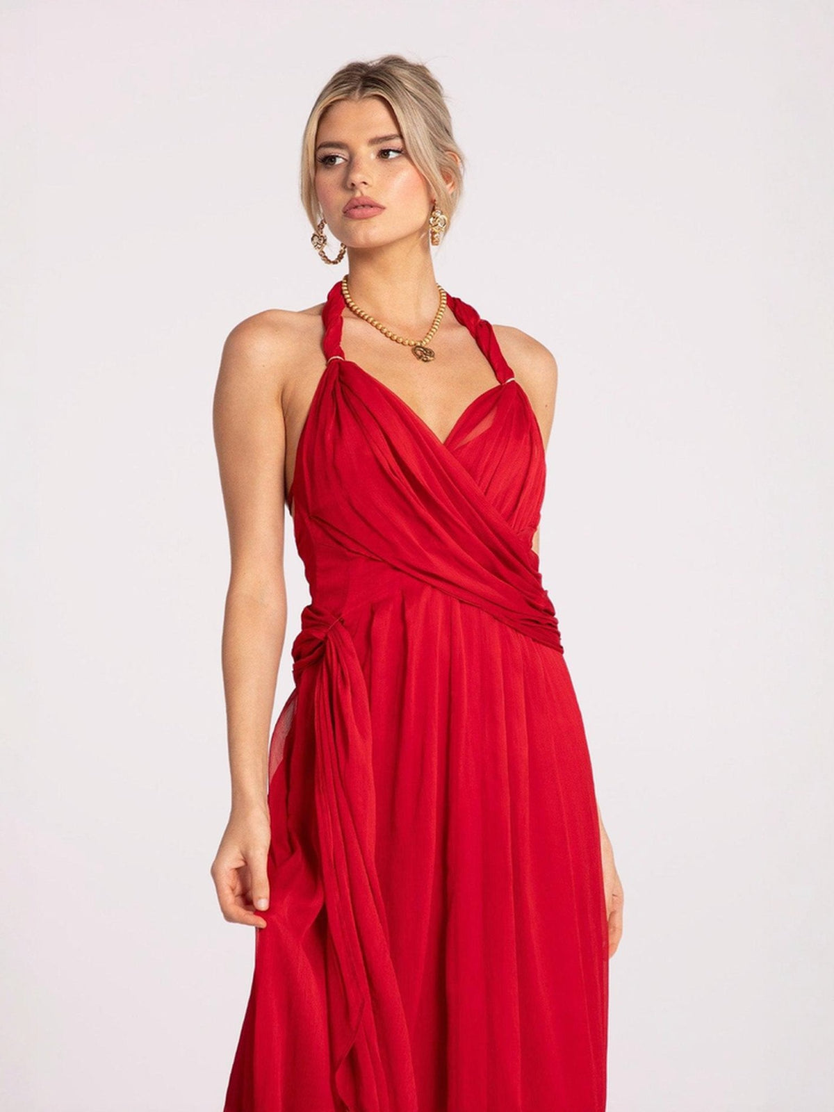 Amber Chiffon Dress (Red)