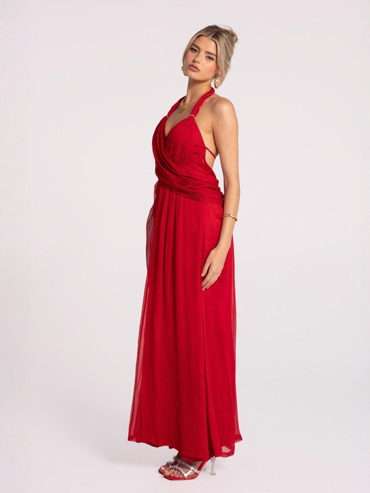 Amber Chiffon Dress (Red)