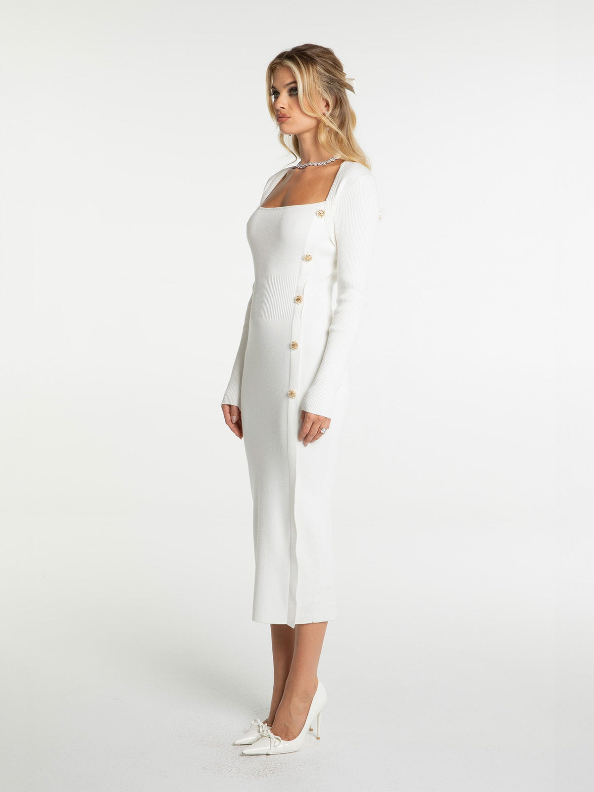 Rylee Knit Dress (White) (Final Sale)