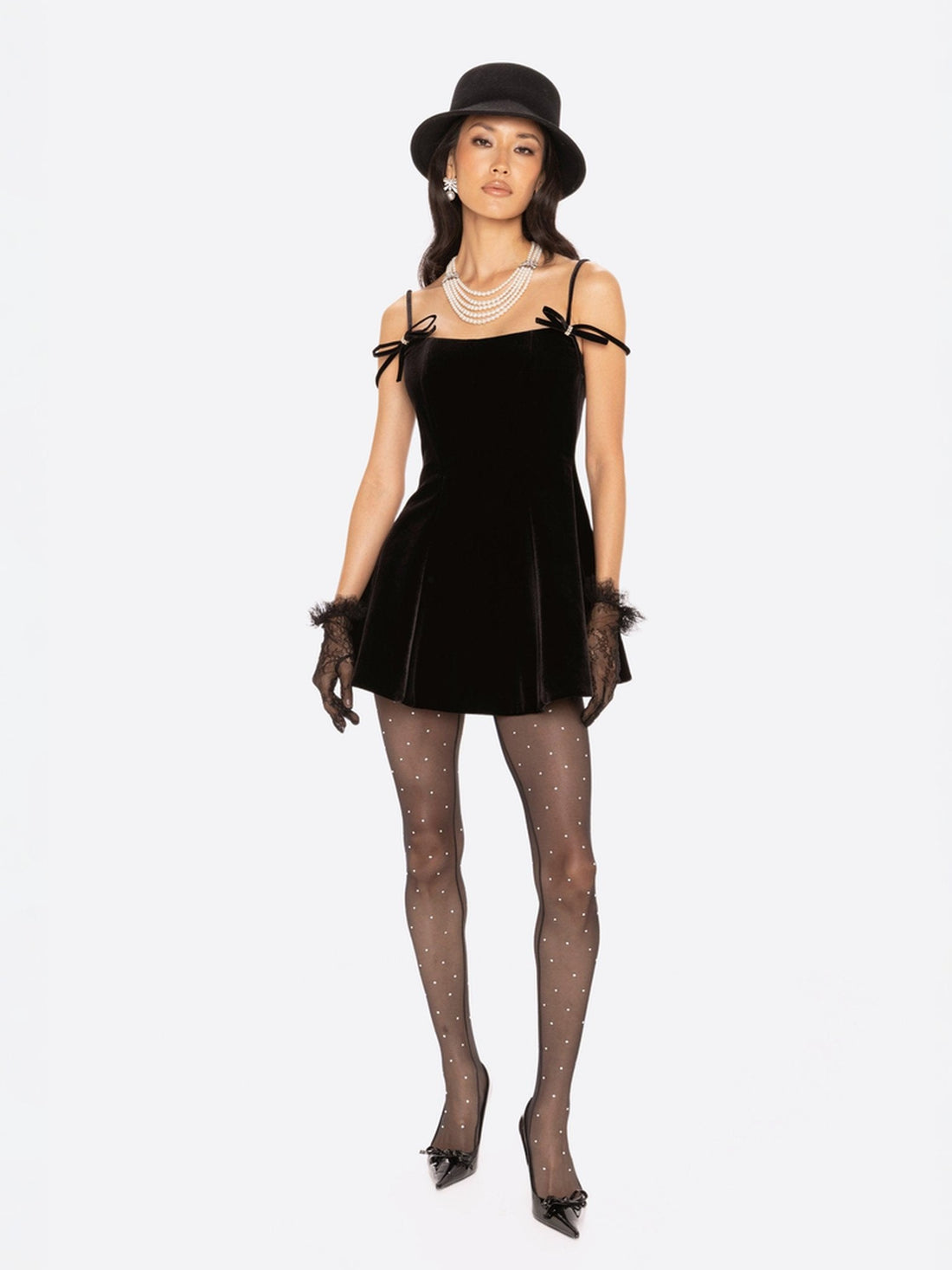Chantal Bow Velvet Mini Dress