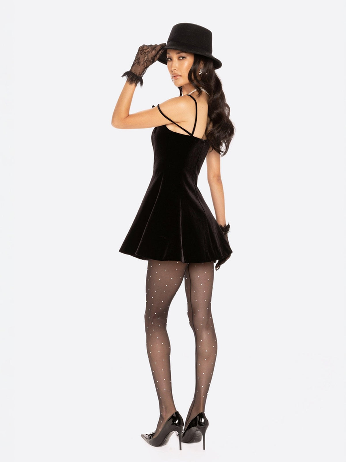 Chantal Bow Velvet Mini Dress