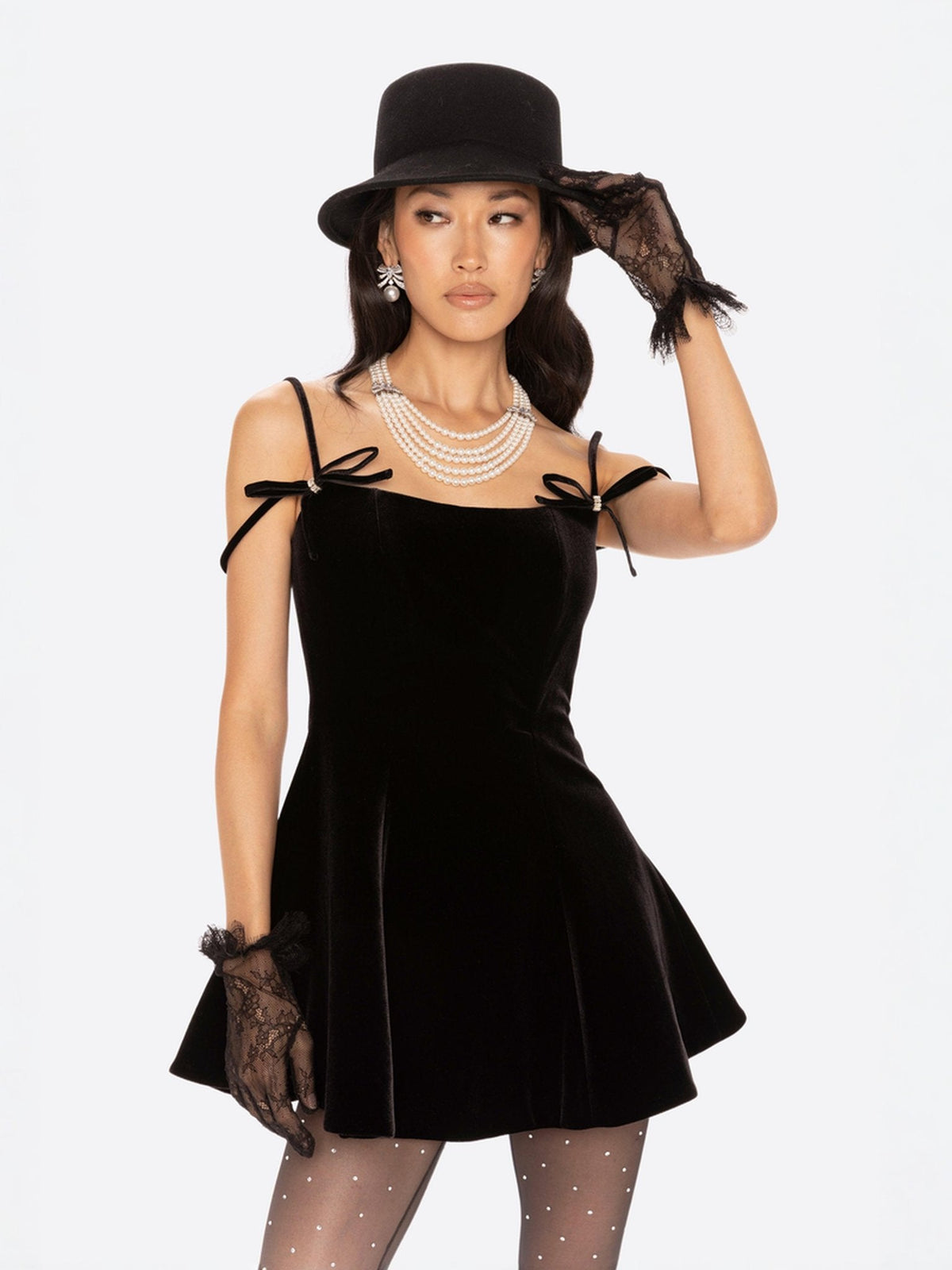 Chantal Bow Velvet Mini Dress