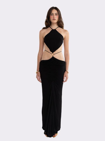 Yasmina Open-Back Black Dress