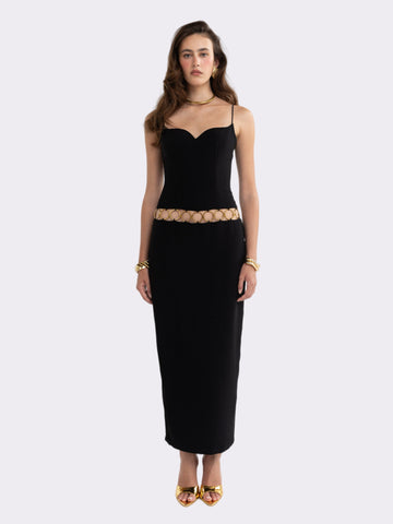 Luciana Ring-Cutout Black Dress
