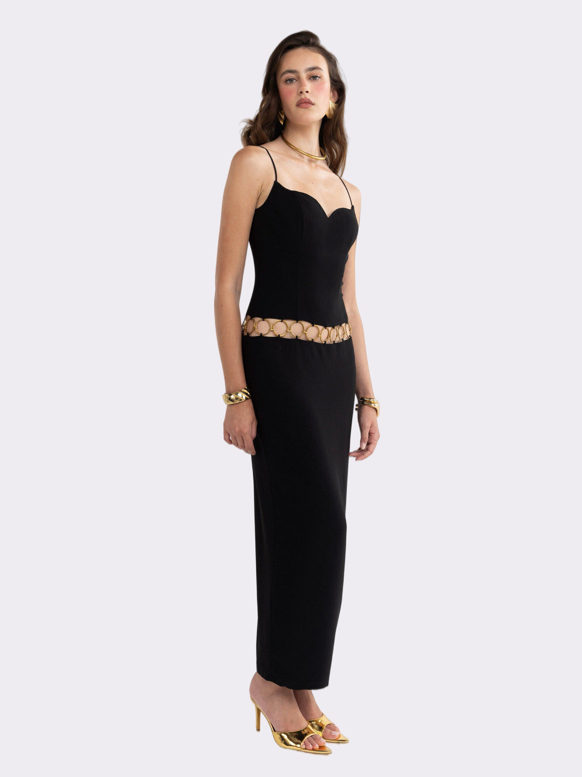 Luciana Ring-Cutout Black Dress