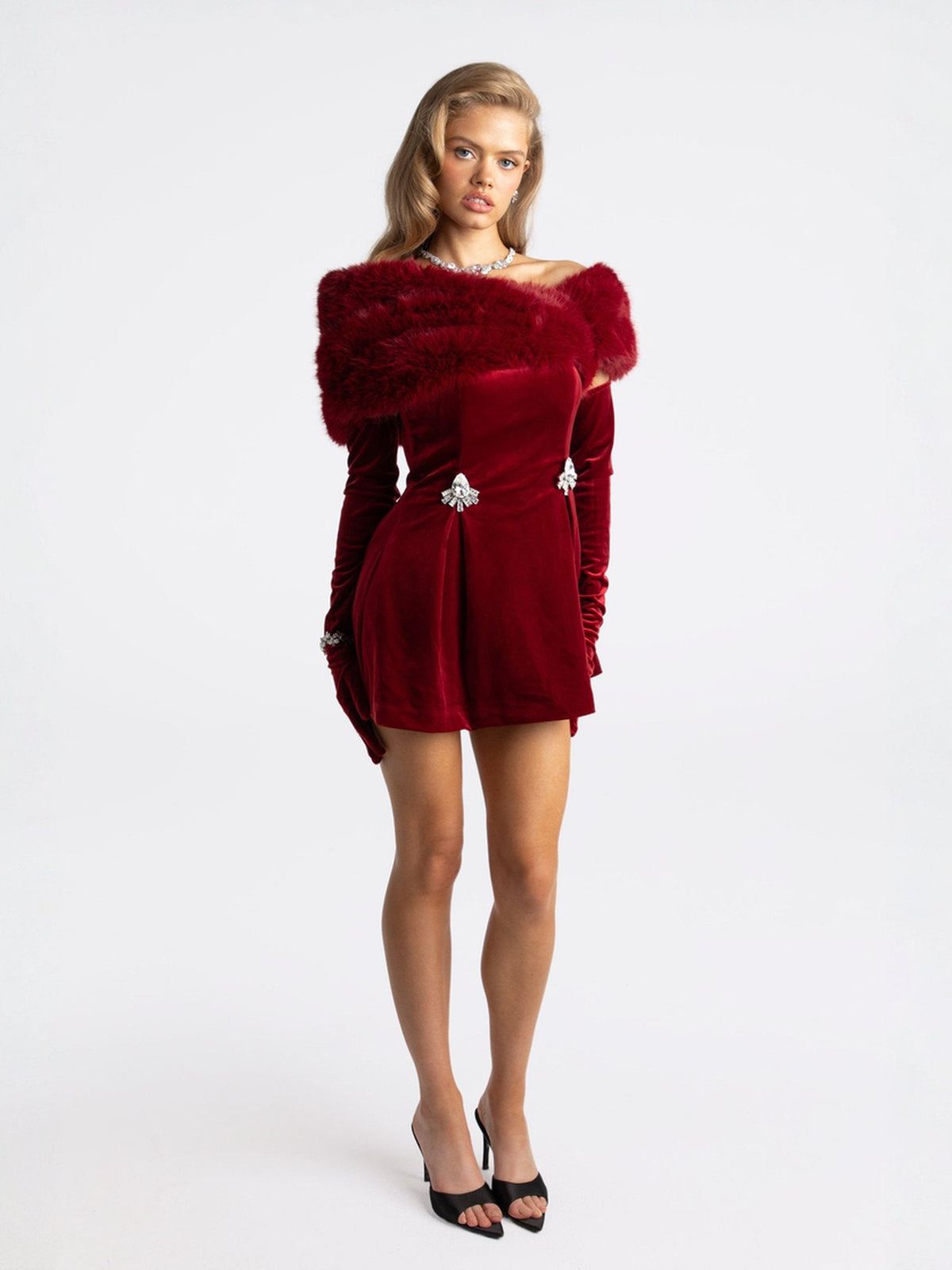 Simone Velvet Dress (Red)