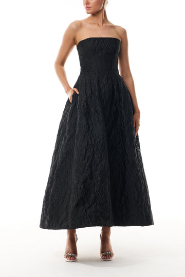 Noir Floral Jacquard Dress