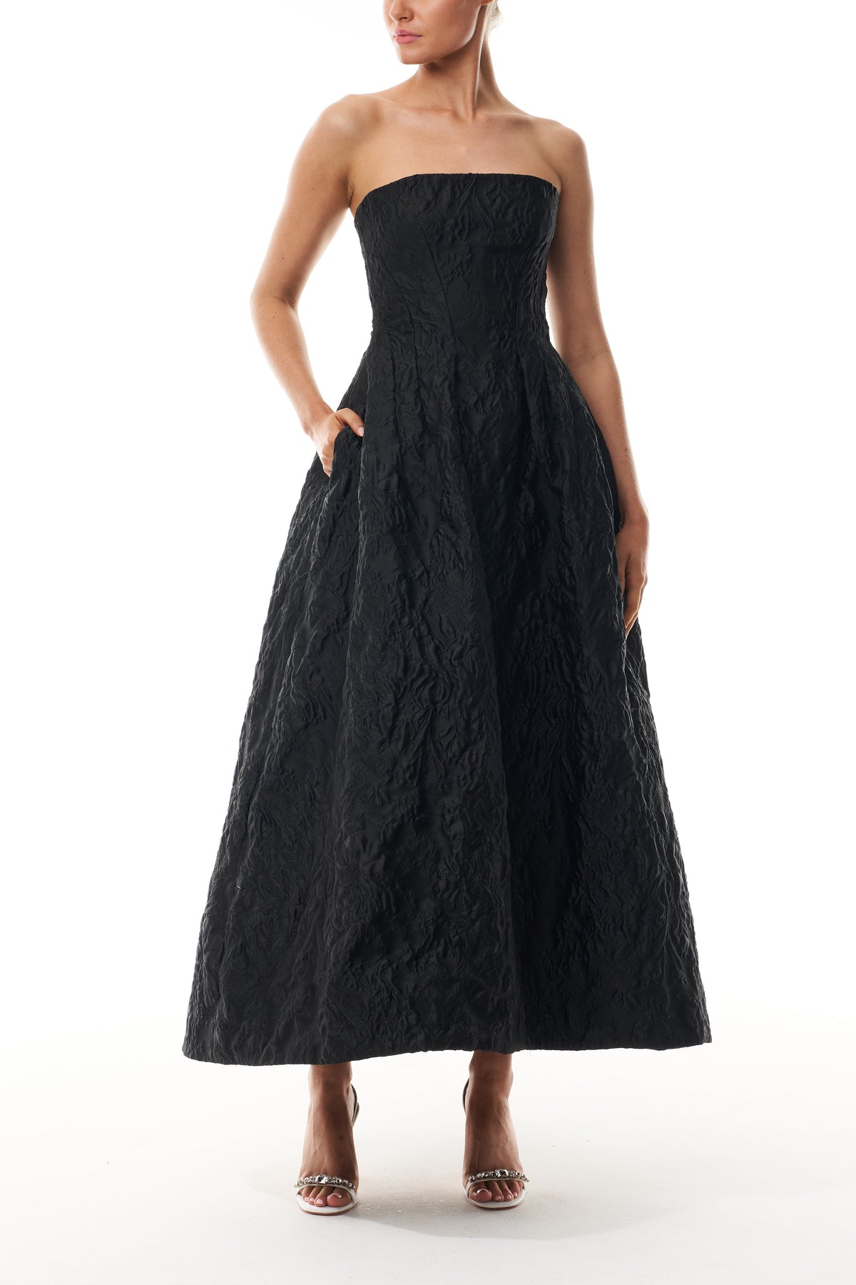 Noir Floral Jacquard Dress
