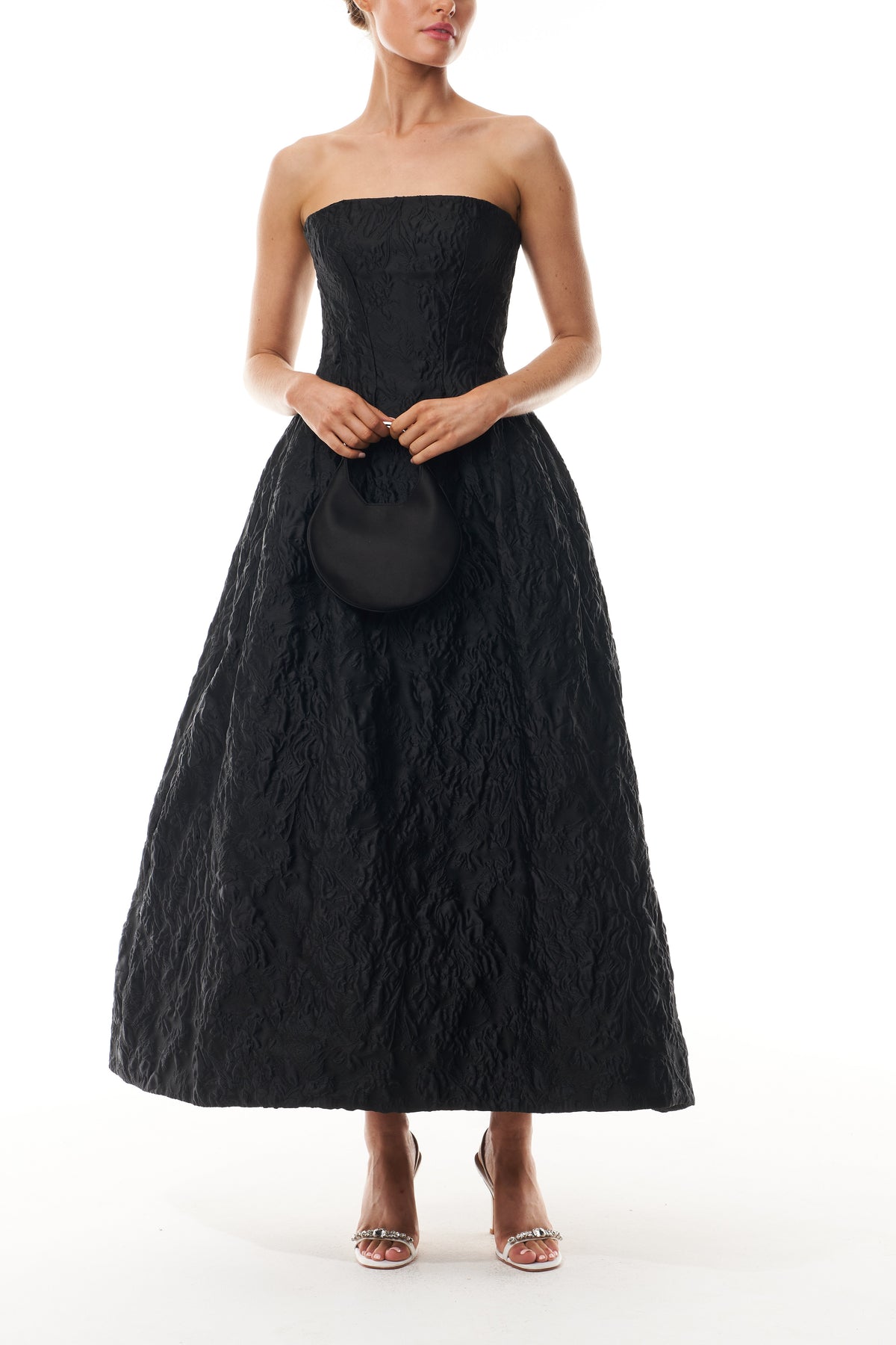 Noir Floral Jacquard Dress