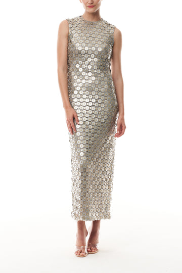 Metallic Disc Shift Dress