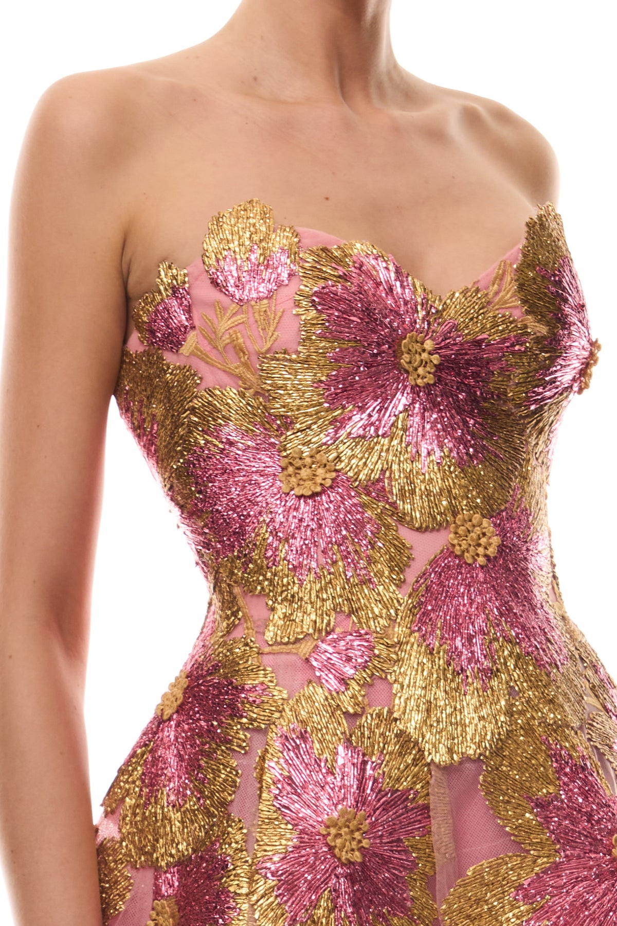 Metallic Raffia Tea Length Dress