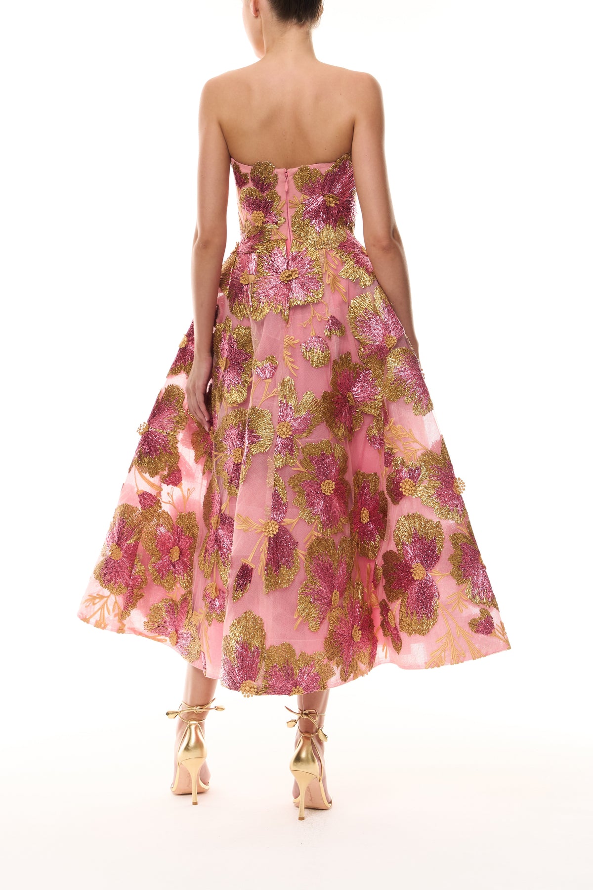 Metallic Raffia Tea Length Dress
