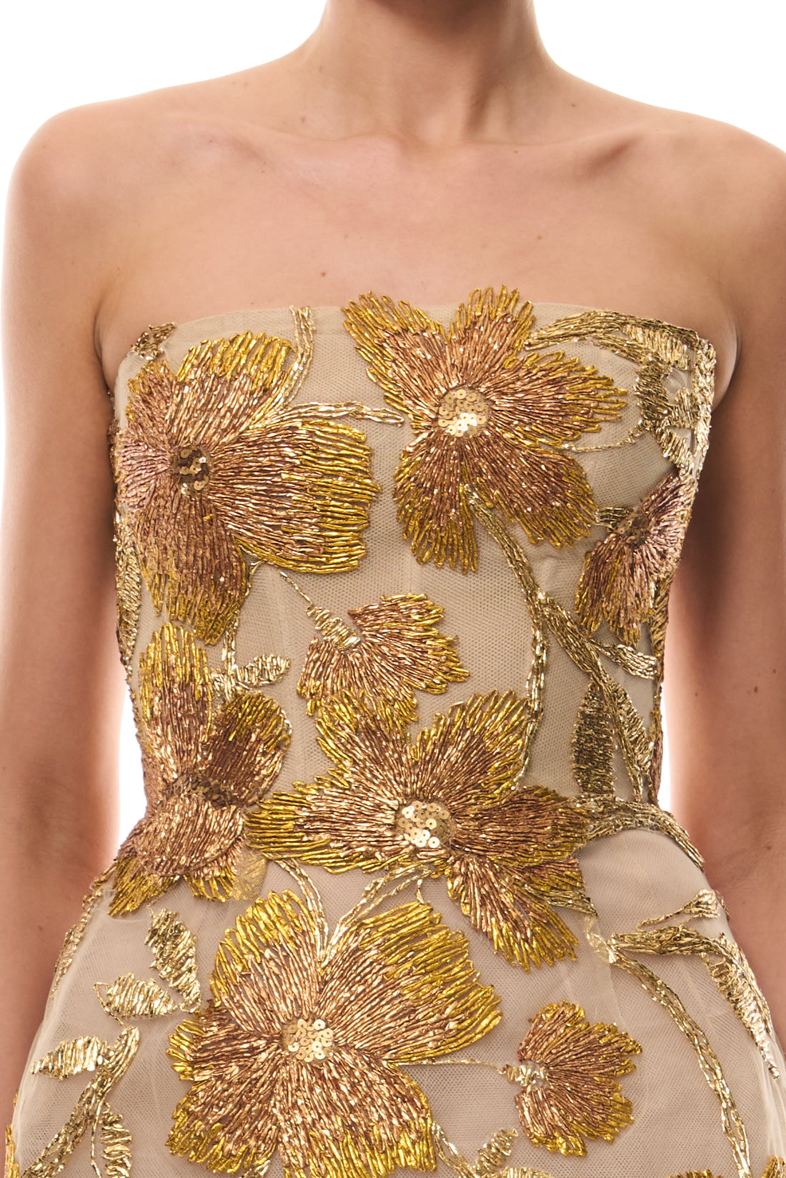 Metallic Gold Sculpted Mini Dress
