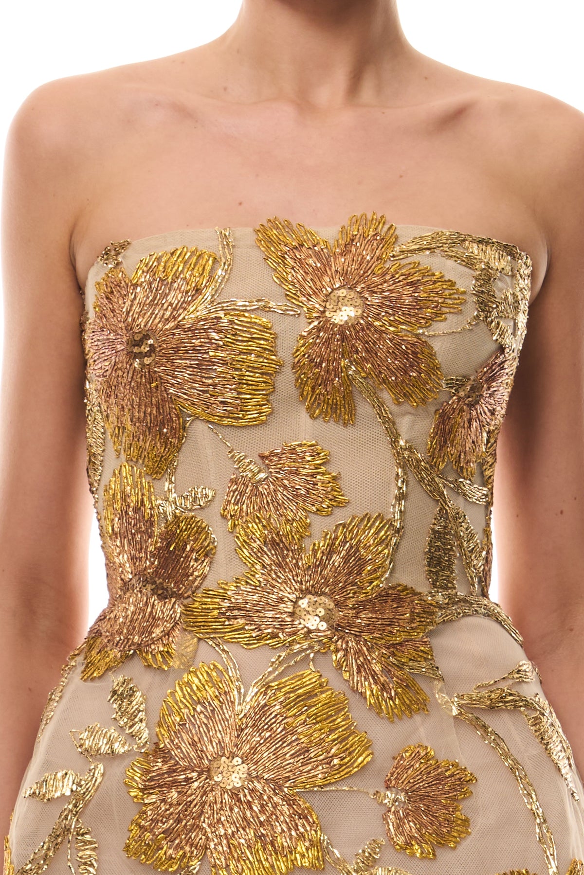 Metallic Gold Sculpted Mini Dress