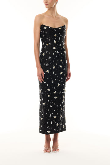 Petite Fleur Embroidered Cocktail Dress