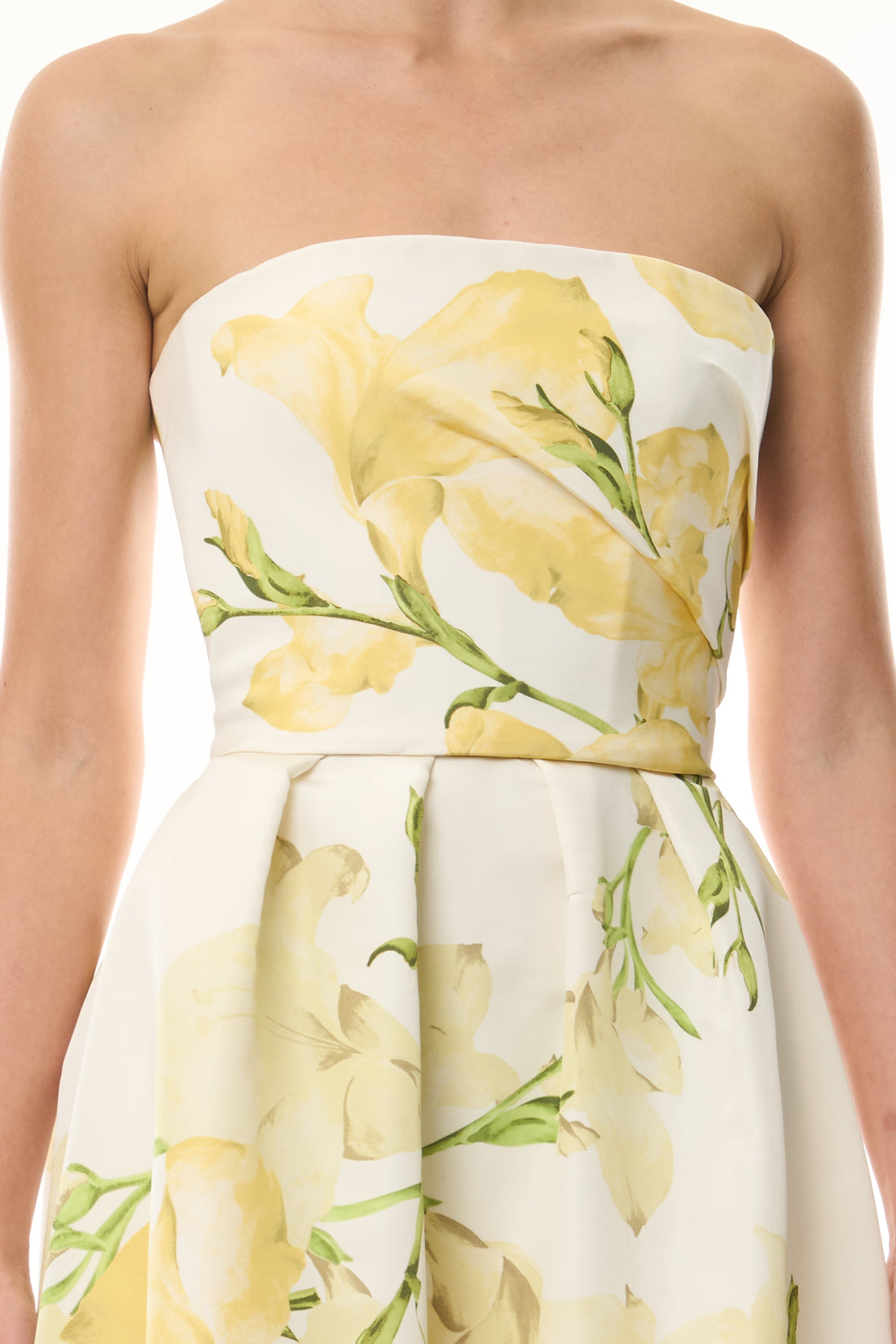 Yellow Floral Tea-Length Dress