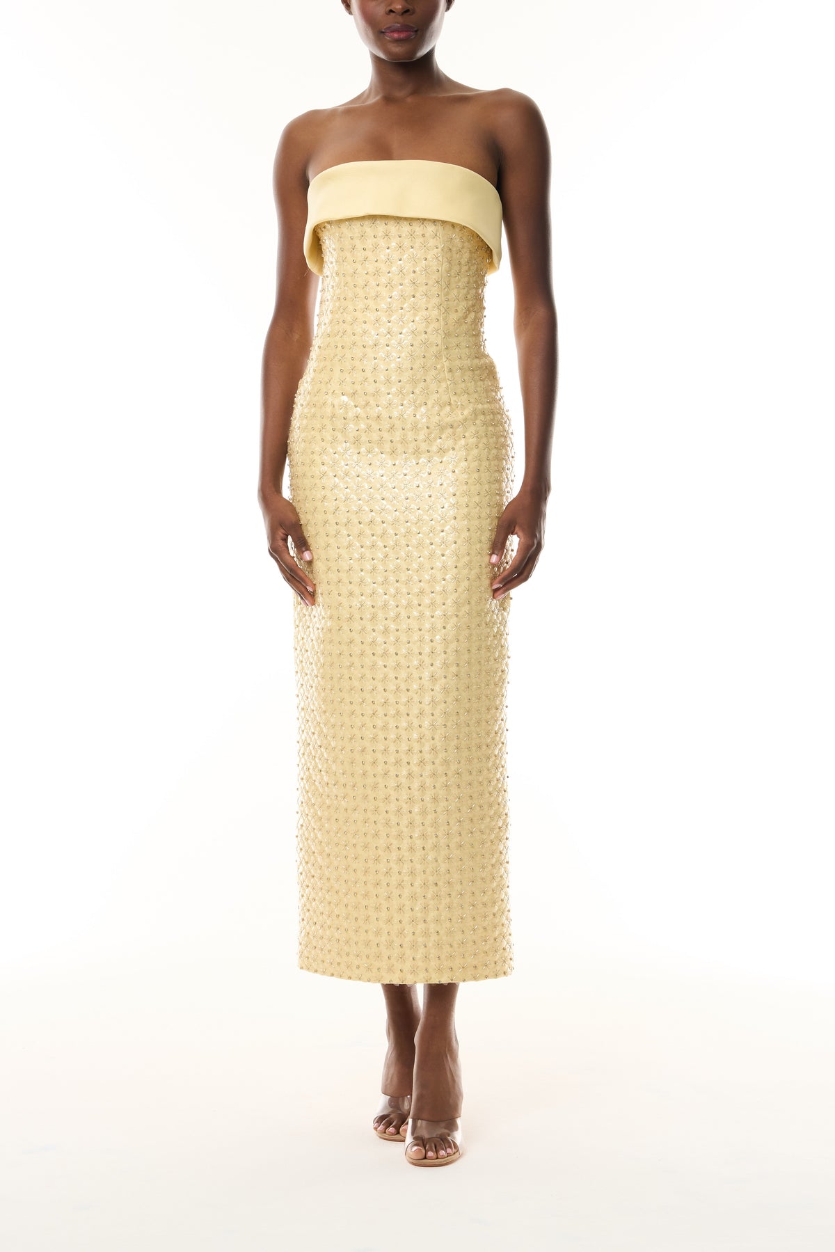 Crystal Embroidered Column Dress