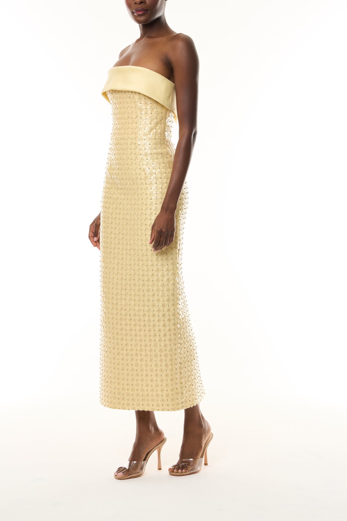 Crystal Embroidered Column Dress