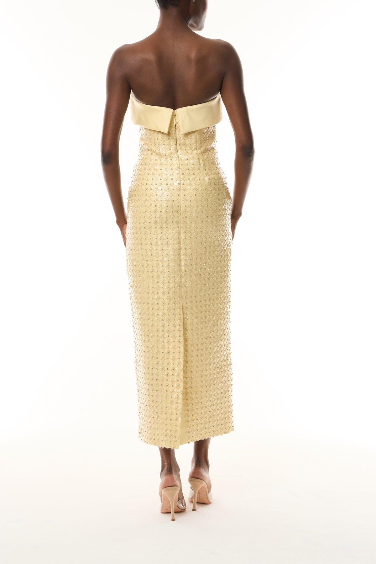 Crystal Embroidered Column Dress