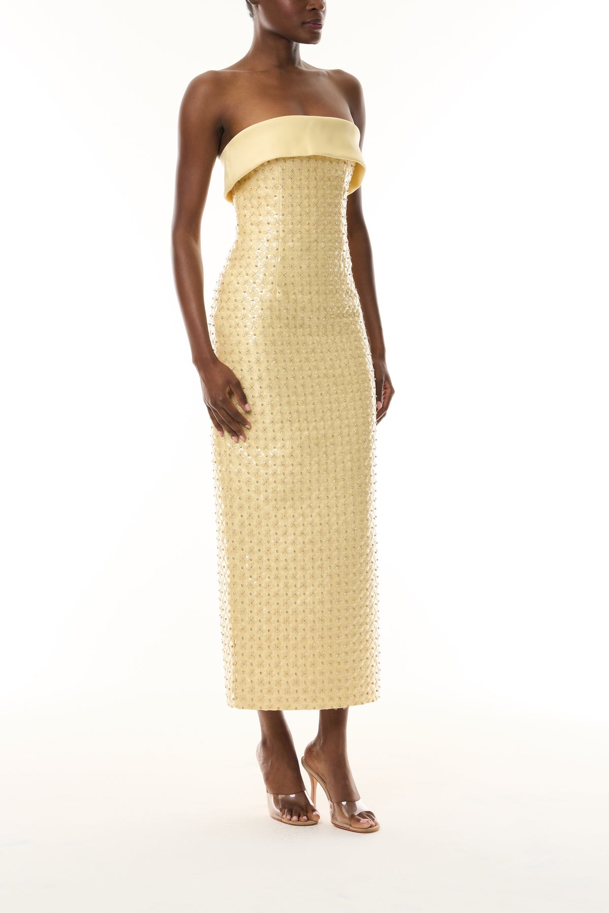 Crystal Embroidered Column Dress