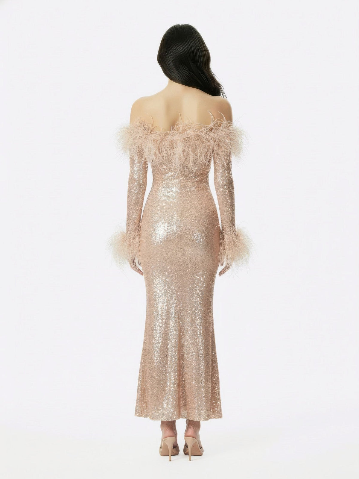 Neva Sequin Maxi Dress (Nude) (Final Sale)