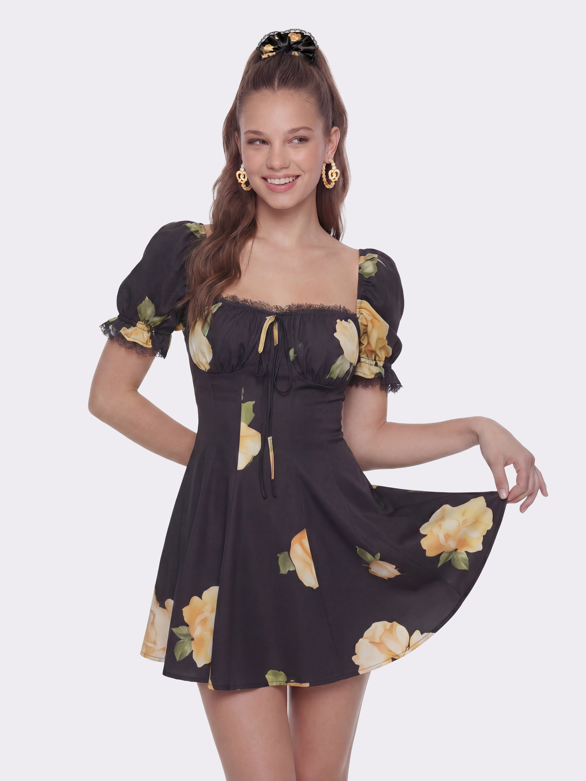Alira Puff Sleeve Floral Dress