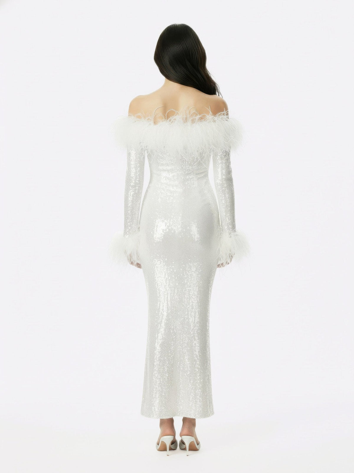 Neva Sequin Maxi Dress (White) (Final Sale)