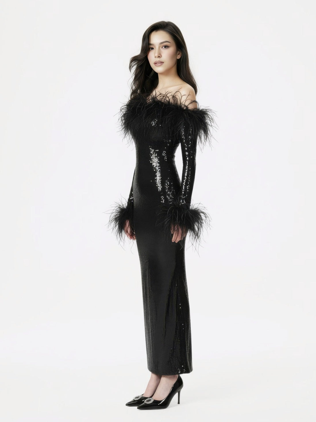 Neva Sequin Maxi Dress (Black) (Final Sale)