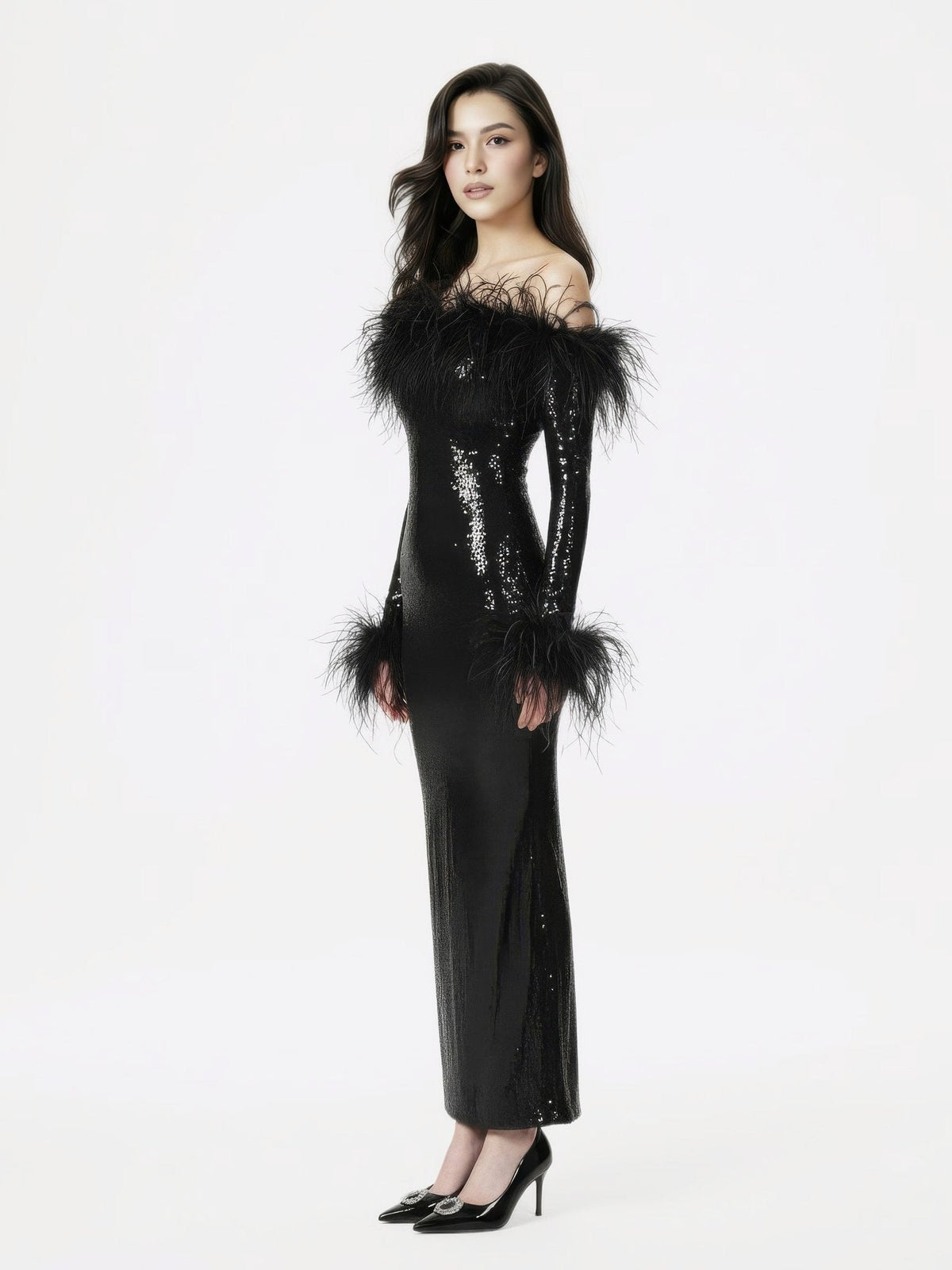 Neva Sequin Maxi Dress (Black) (Final Sale)