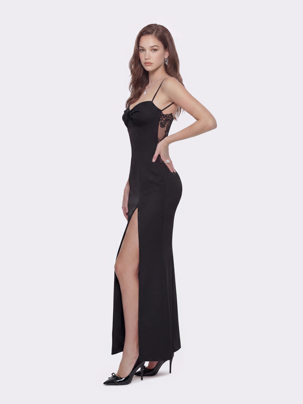 Brielle Twist-Front Black Dress