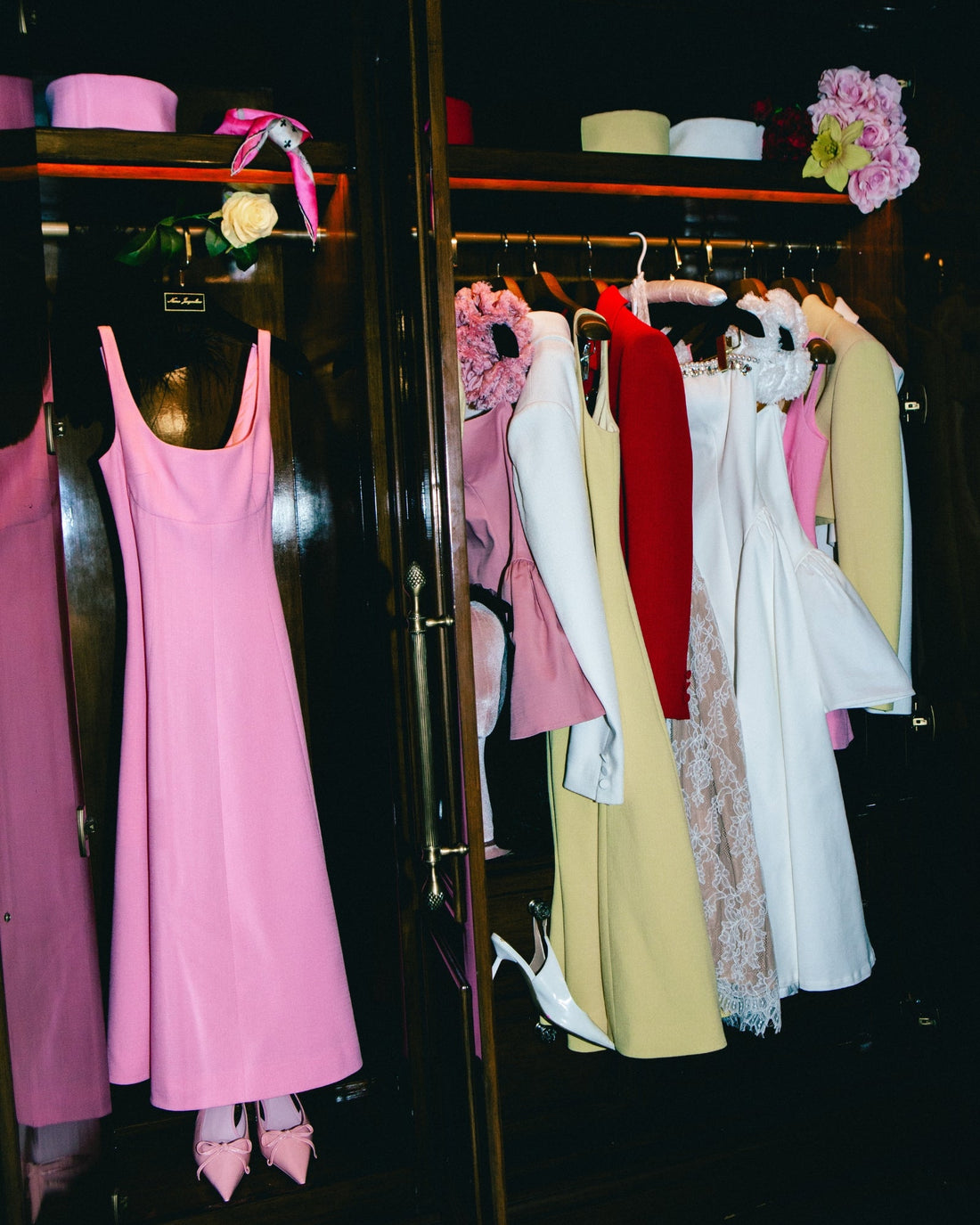 Josephine Square-Neck Pink Midi Dress