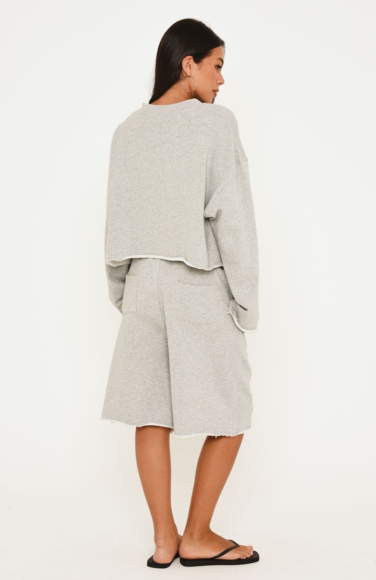 It Must Be A Sign Longline Lounge Shorts Dark Grey Marle