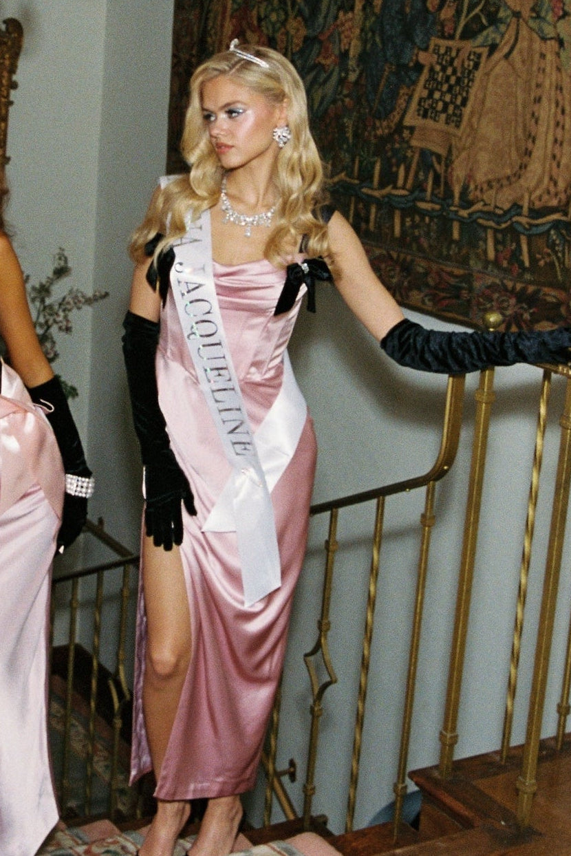Grace Bow Maxi Dress (Pink)