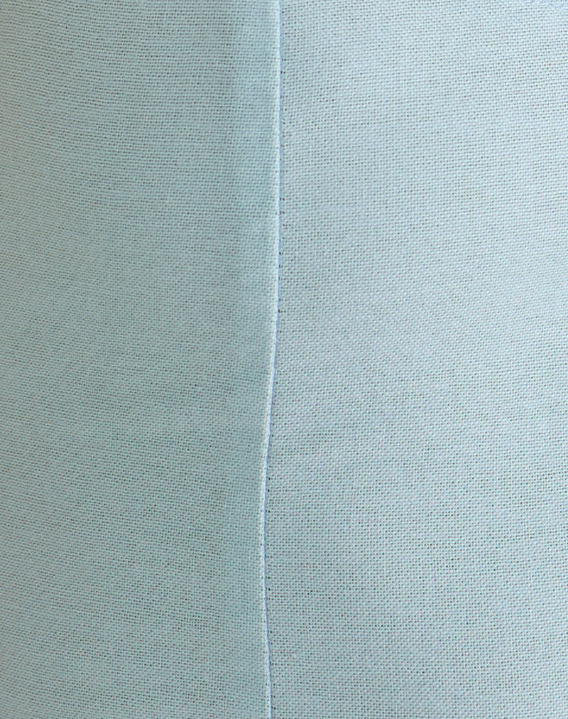 Ambra Scoop Mini Dress in Linen Steel Blue