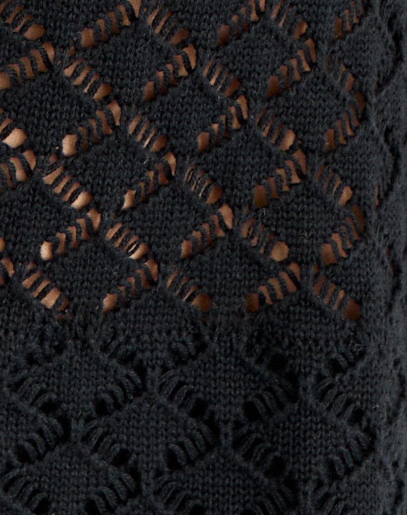 Amila Mini Dress in Sheer Knit Black
