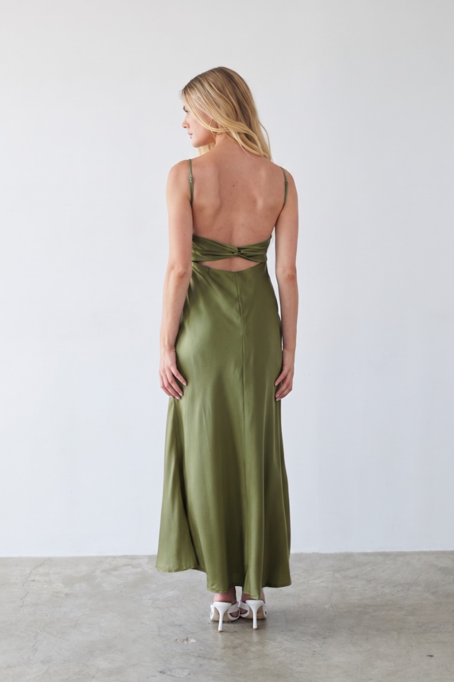 Andie Open Back Satin Maxi Dress