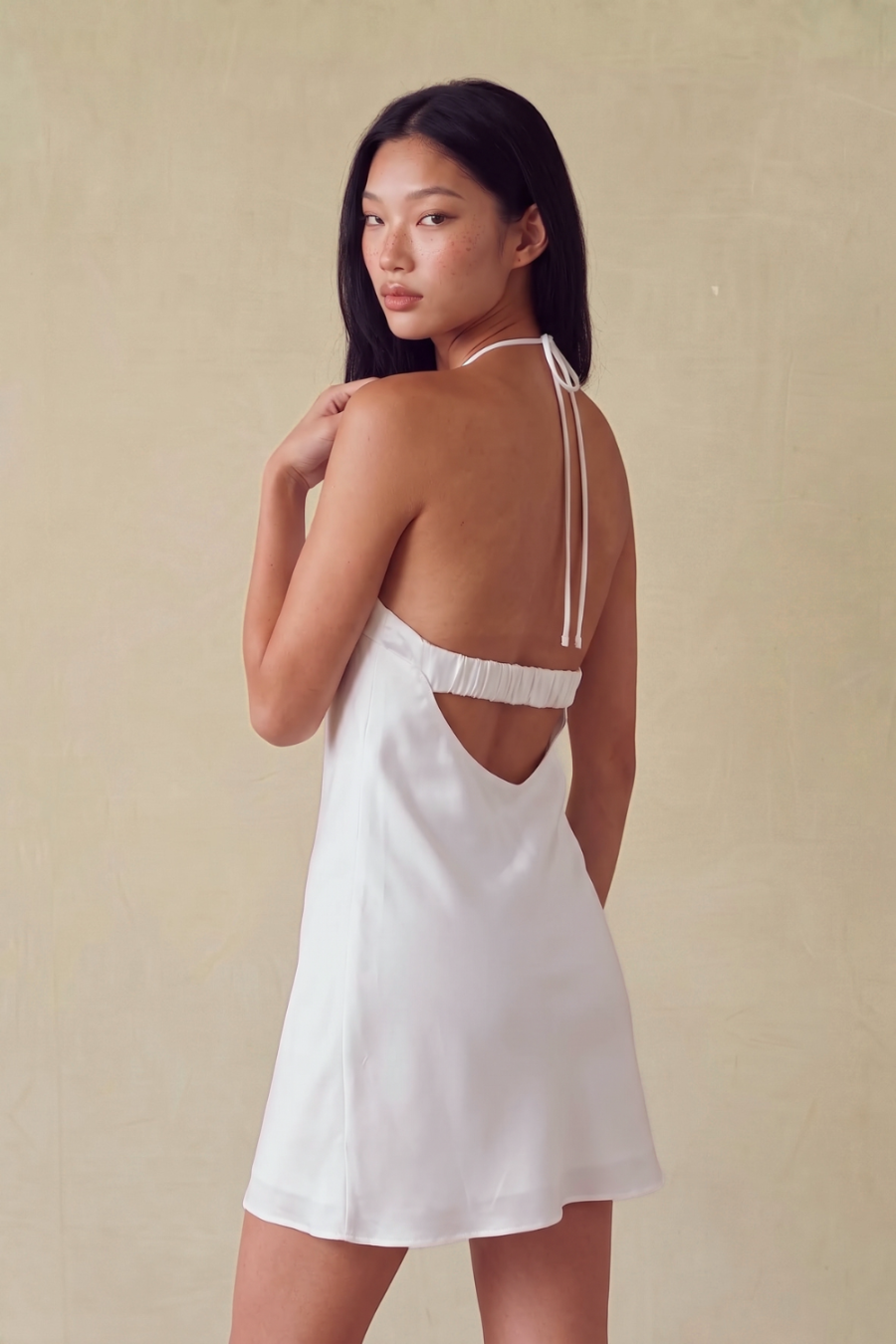 Anya Halter Satin Mini Dress