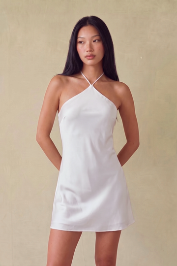 Anya Halter Satin Mini Dress