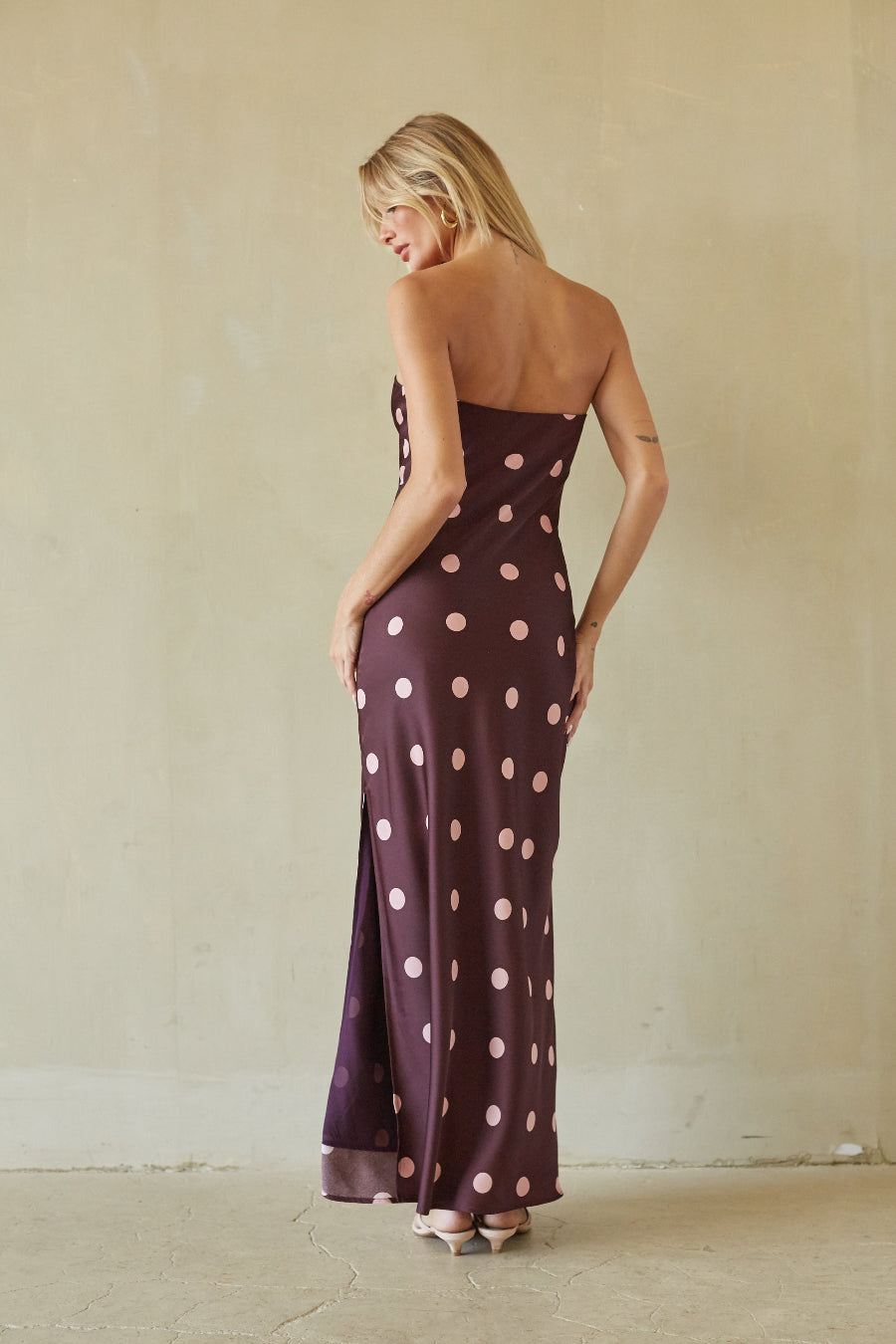 Bronwyn Satin Polka Dot Maxi Dress