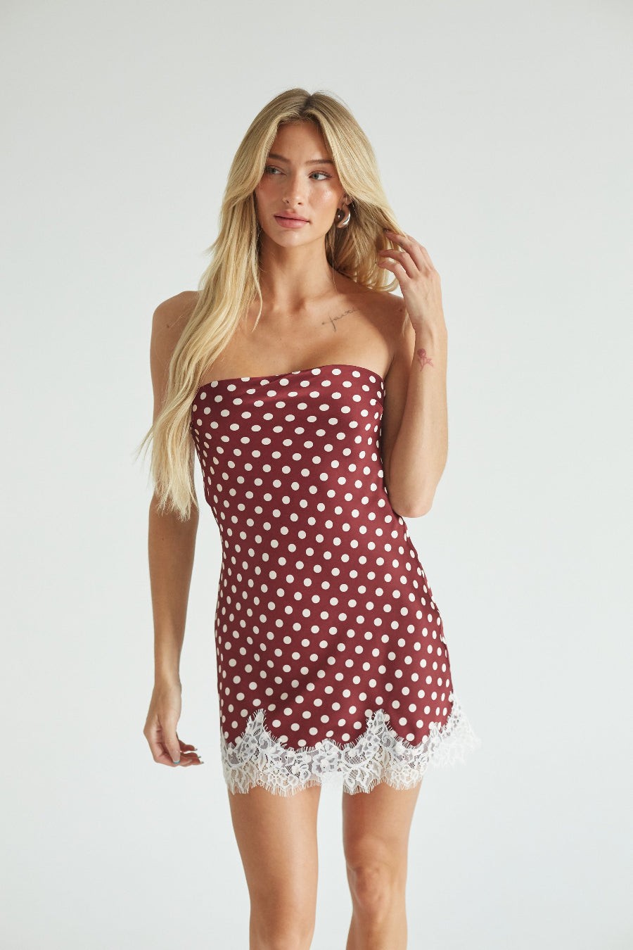 Cecilie Polka Dot Lace Mini Dress