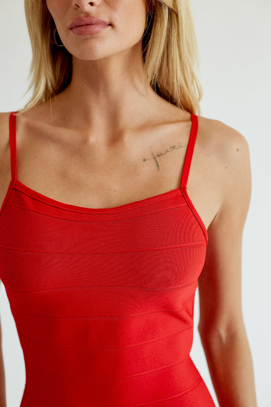 Claudia Straight Neck Bandage Mini Dress