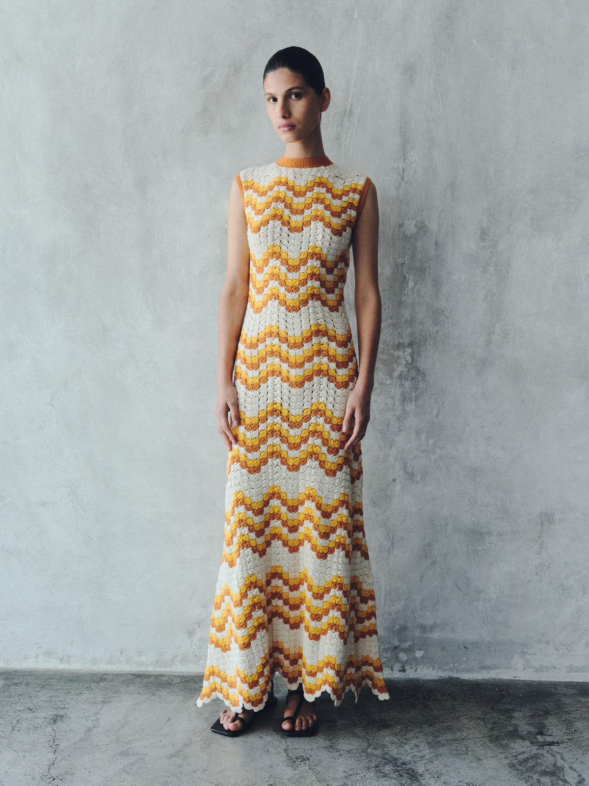 Huayna Crochet Maxi Dress | Yellow - Orange
