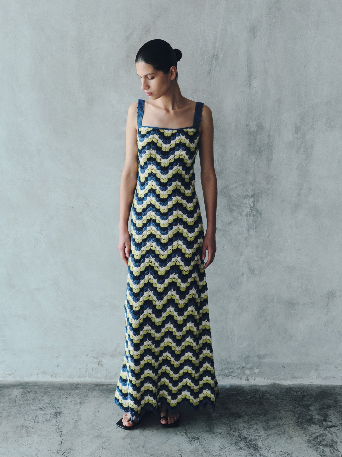Marea Crochet Maxi Dress | Blues - Lime Green