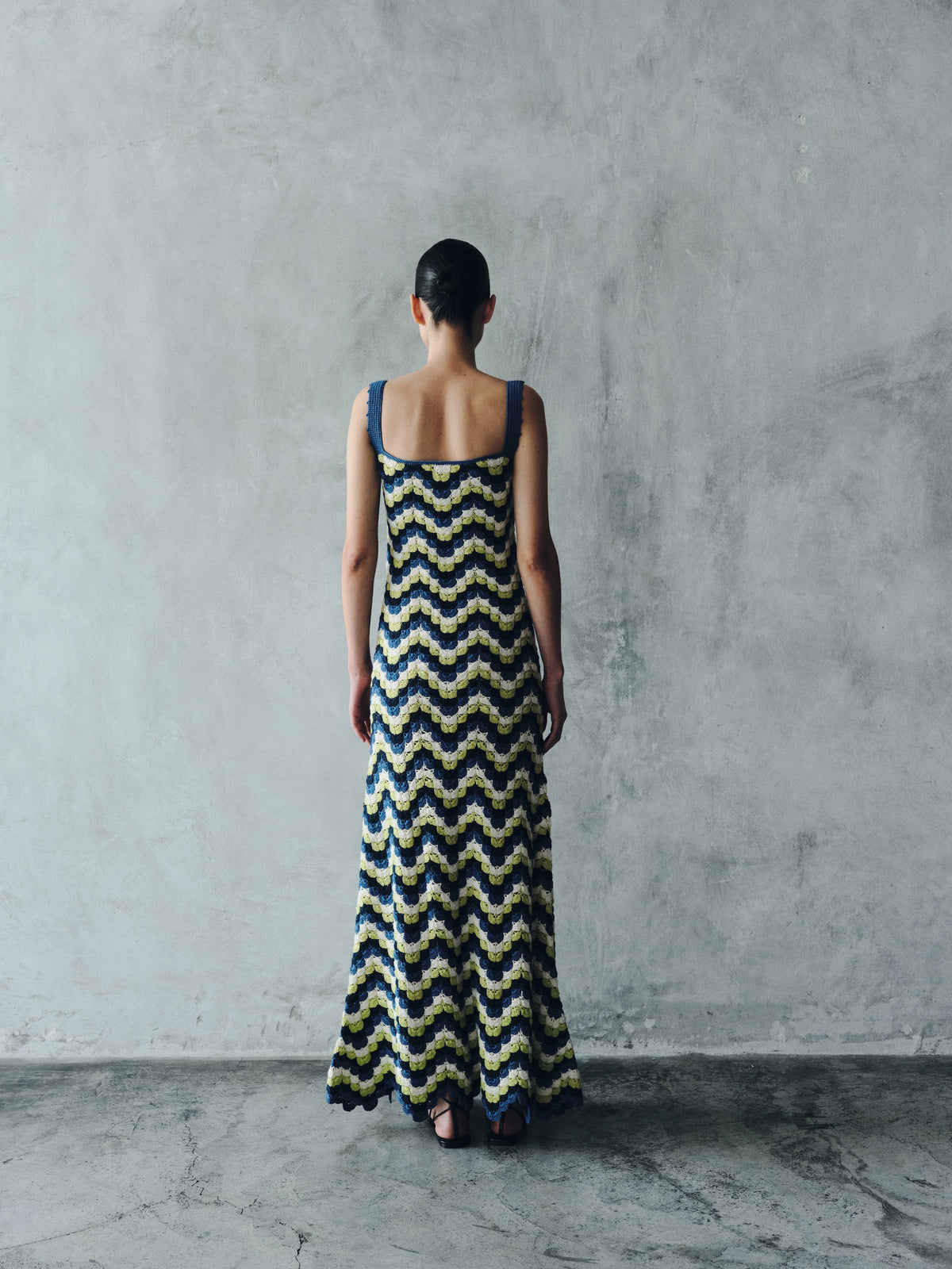 Marea Crochet Maxi Dress | Blues - Lime Green