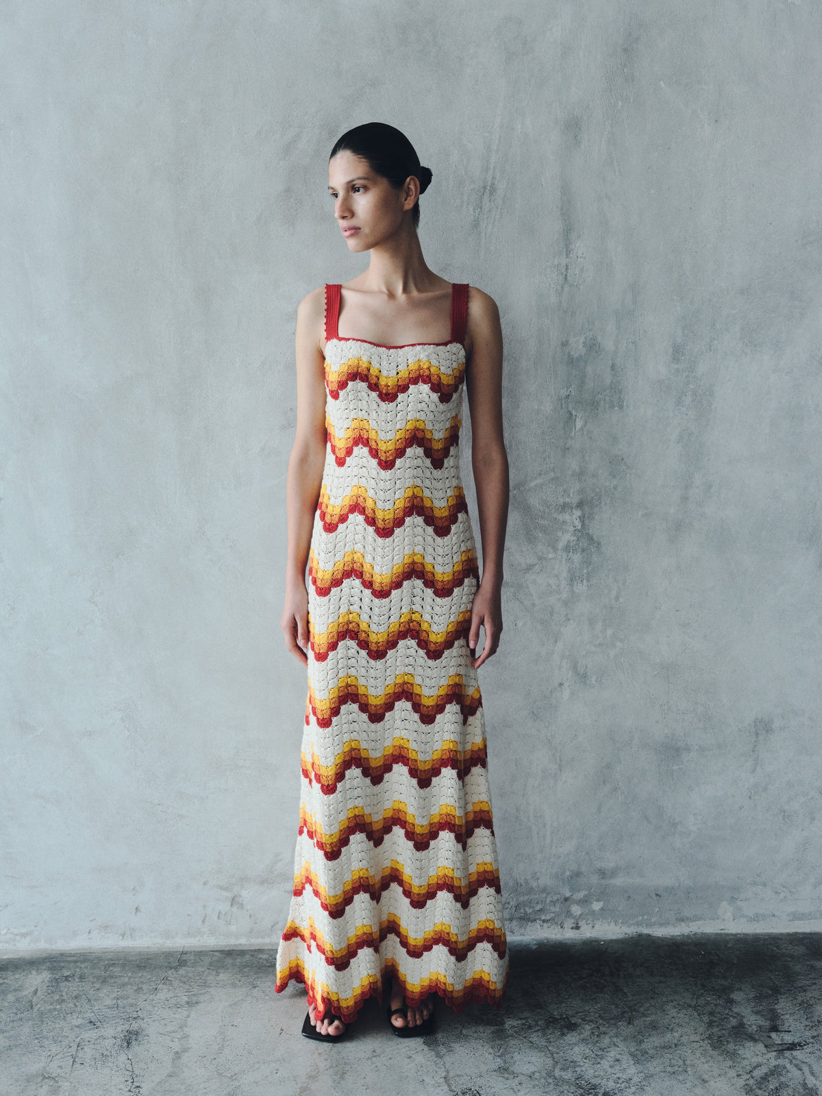 Marea Crochet Maxi Dress | Tangerine - Yellow